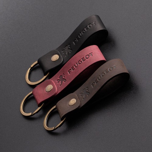 Peugeot leather keyring - leather,