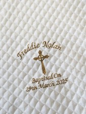 Personalised Christening Baby Shawl Embroidered Wrap for Baptism