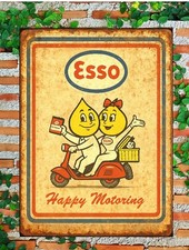 Esso Metal Sign Oil Man Girl