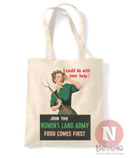 Womens land army tote bag WW2 homefront shopping 100% cotton enviromental