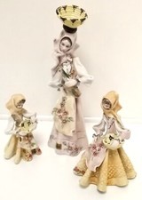 Stelio Mola Cagliari Italian Figurines x3 Hand Painted Ceramic Vintage