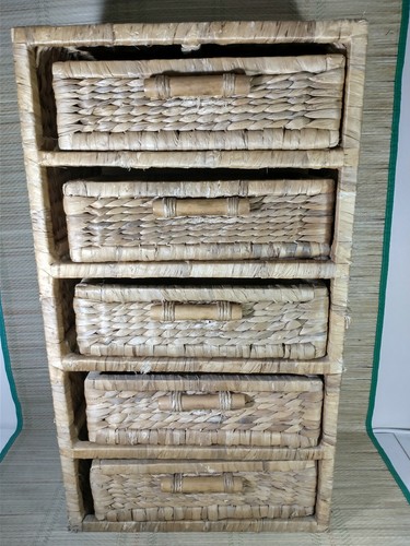 Vintage woven rattan chest - vintage,