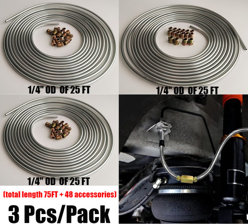 25ft steel brake line - 3x, 1/4