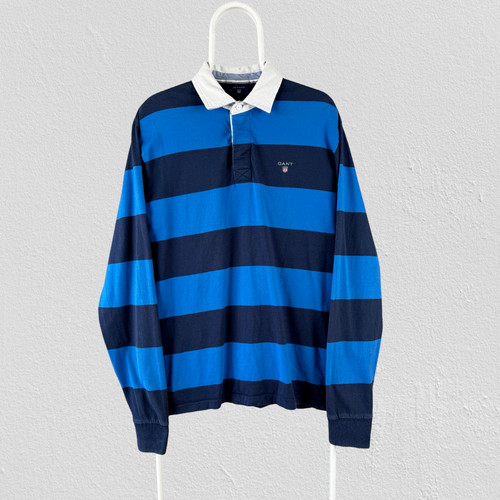 Gant blue striped rugby polo - blue,