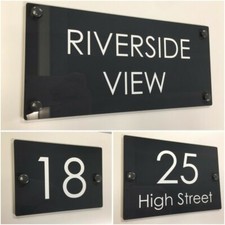 Modern House Sign Plaques Door Number Street Acrylic Personalised Name Plate