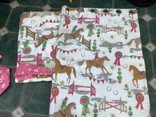 horse riding pony stables curtains with tie backs blackout tab top 54 W x 48" L