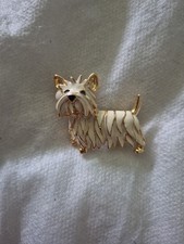 Vintage Enamel West Highland Terrier Pin  Brooch Westie Dog cute gold tone
