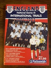 England Semi Professional International Trials Football Programme 2001/2002