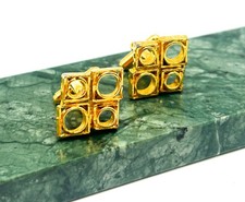Gold tone geometric square - tone,