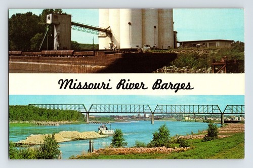 Postcard missouri river - river, barge