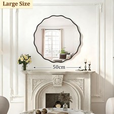 Round Wavy Mirrors Wall Wood