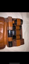 VINTAGE MEN'S LEATHER GROOMING VANITY KIT TRAVEL CASE STAMPED A.T