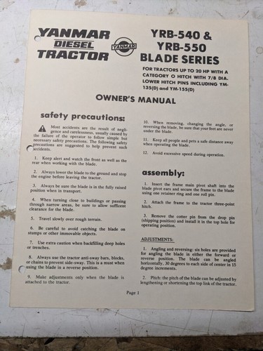 Yanmar diesel tractor - diesel, owners