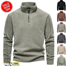 Mens Half Zip Fleece Jacket Warm Winter Pullover Jumper Tops Sweater Sweatshirt