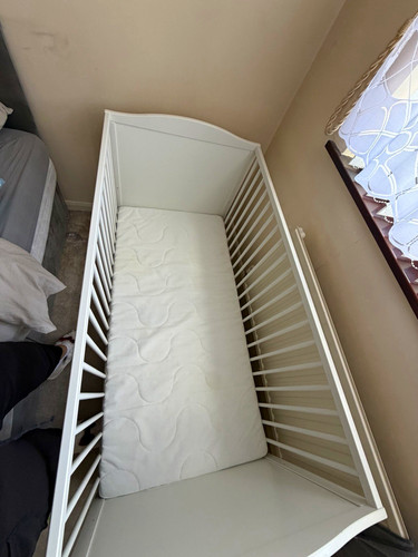 White wooden nursery cotbed - wooden,