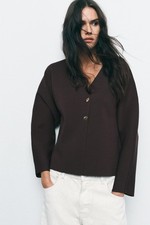 Zara Knit Wrap Top Brown Size