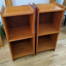 Pair of Vintage Retro Oak Night Stand Bedside Table Bookcase Lamp Plant Stand