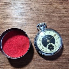 Vintage Chrome Ingersoll Pocket Watch Working c1970