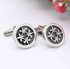 Vintage Sterling Silver Cufflinks with St Magnus Cross - Scottish Celtic Cross