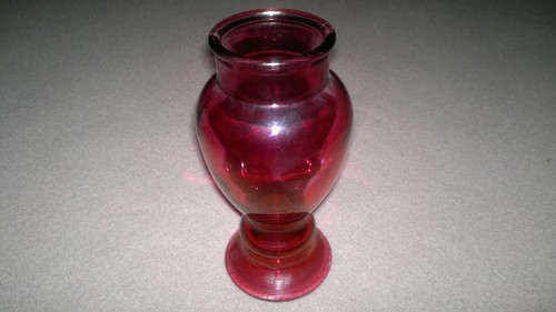 Vintage cranberry glass vase - glass,