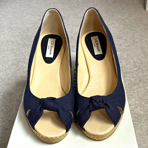 Bennett bay navy linen bow - l.k.bennett,