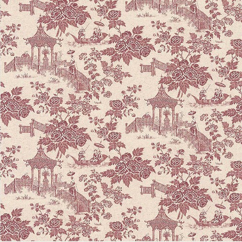 Raspberry oriental toile - raspberry, de