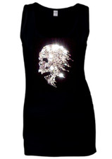 LADIES Skull Biker Rhinestone Gothic  VEST Tank Tops all sizes 8-16
