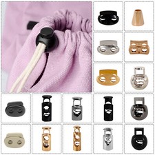 Metal Cord End Stoppers Single & Double Hole Spring Toggle for Drawstring & Bags