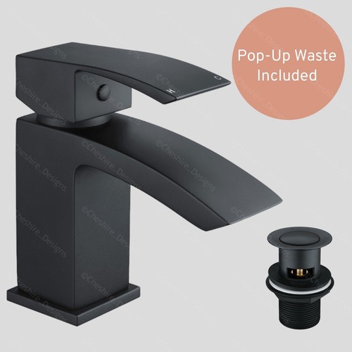 Black bath basin tap - &,