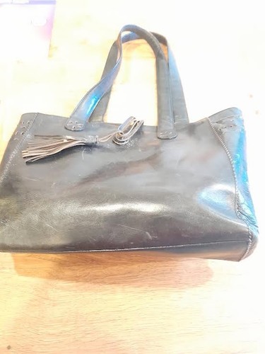 Black leather tula handbag - black,