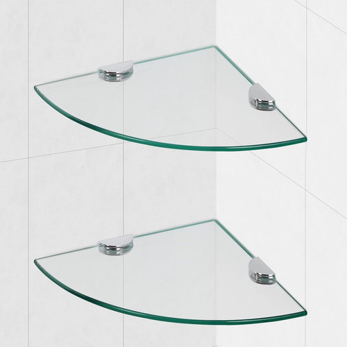Glass corner shower shelves - shower,