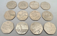 UK 50p Coins (x12) Olympic + Commonwealth Games (Rowing Yachting Basketball)