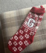 Matalan Knitted Fairisle Christmas Stocking Letter/Initial G Red White