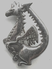 Silver Dragon Brooch Pin
