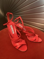 MANOLO BLAHNIK BEAUTIFUL RED LEATHER STRAP HEEL SHOES EU 36 HAND MADE IN ITALY