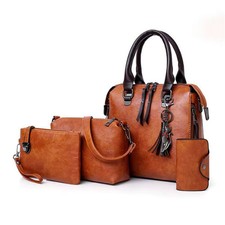 4PCS Women’s Luxury Leather Handbag Set Designer Tote Shoulder Bag Purse