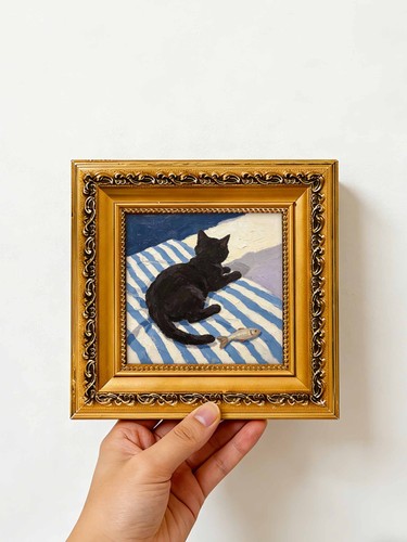 Cozy black cat back - cat, view