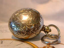 Pocket Watch Chain Sovereign Case Fob 1890s Victorian Silver Nickel Antique Fob