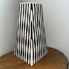 Large Black White Abstract Vase 39 tall statement piece VGC