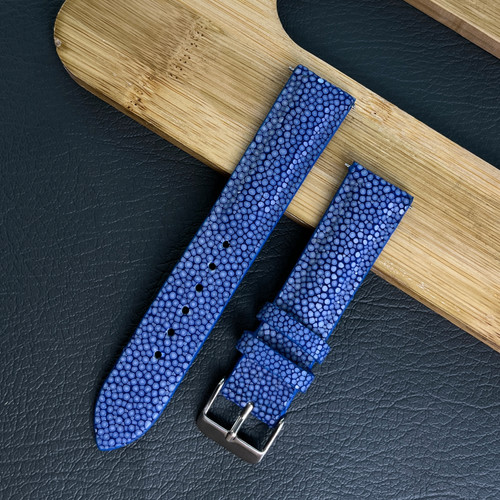 Blue leather watch strap - leather, men