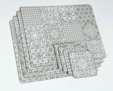 Set of 8 Geometric White Grey Table Placemats Coasters Dining Table Cork Mats