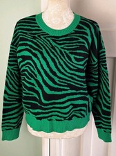 Apricot Grass Green / Black Animal Print Relaxed Fit Knit Jumper - Size 10