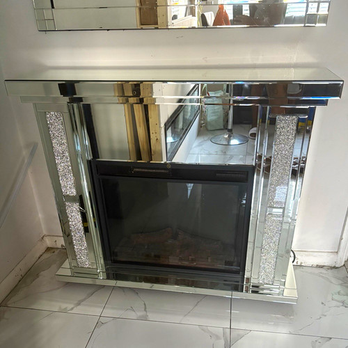 Mirrored silver fireplace - mirrored,
