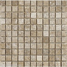 Tumbled Noce / Walnut Travertine Mosaic Tiles 23 x 23 mm (1" x 1")