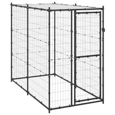 WALPLUS Outdoor Dog Kennel with Roof Steel 110x220x180 cm Enclosure Run Cage