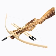 Wooden Pistol Crossbow Bolt Archery Bow Safe Rubber Head Outdoor Toy 3x Arrows