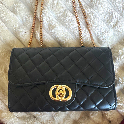 Women black quilted faux - quilted,