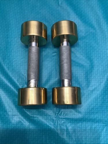 Vintage solid brass dumbbells - solid,