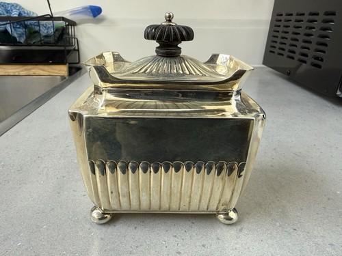 Solid silver antique tea - tea, caddy