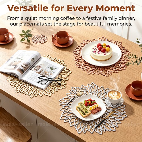Floral hollow pvc placemats - hollow,